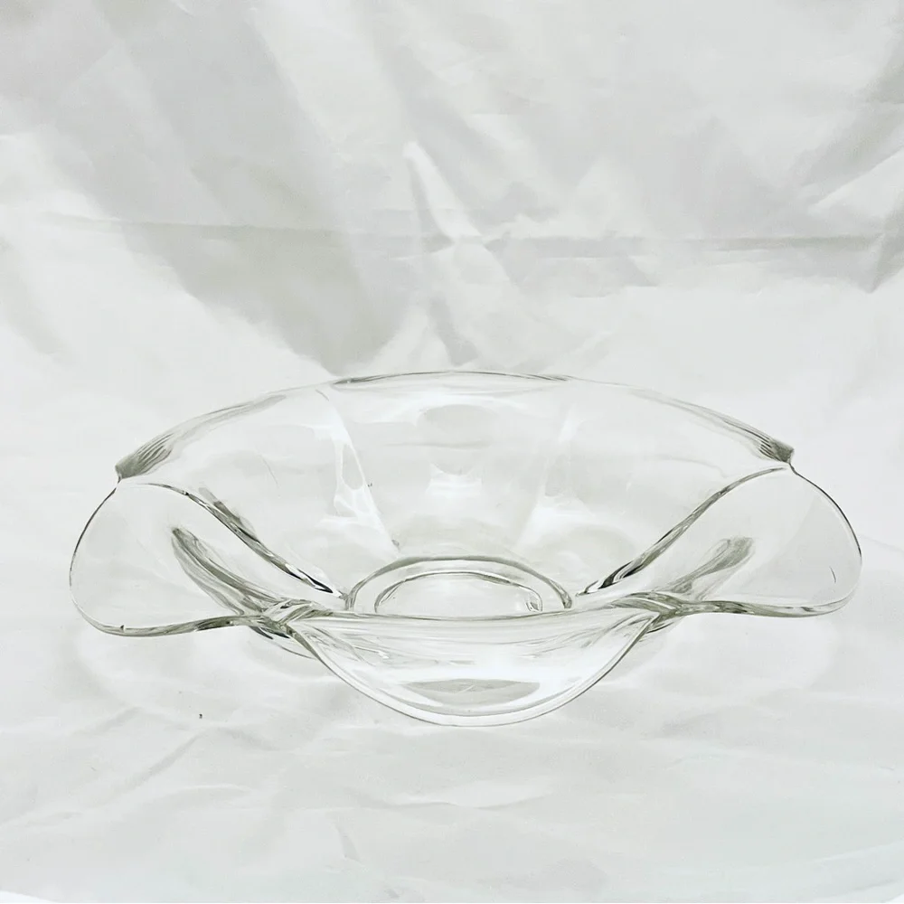Heisey Glass Clear Console Bowl, Flower Shaped, Vintage EUC